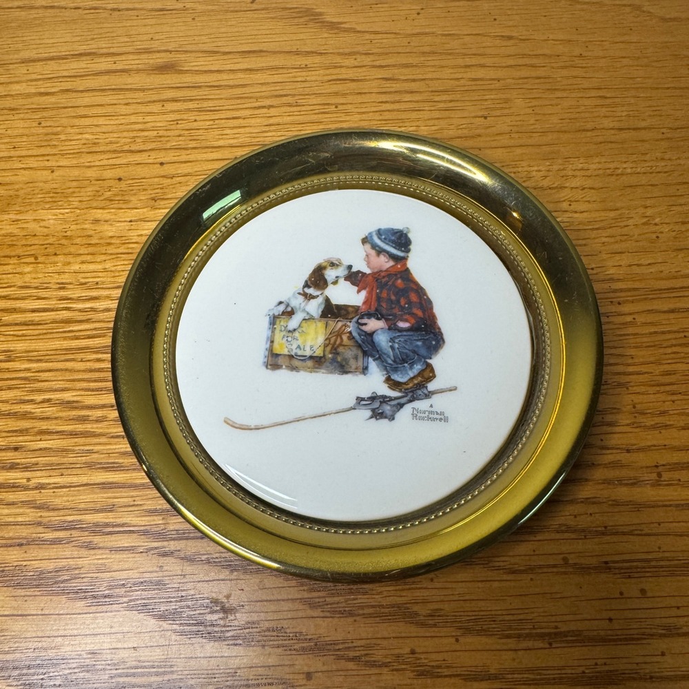 Norman Rockwell Gorham Brass BR 18 Decorative Collector Plate Boy and Dog